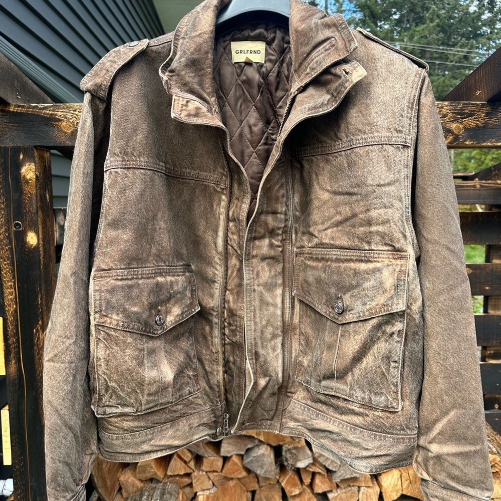 GRLFRND Men's Distressed Brown Canvas Field Jacket